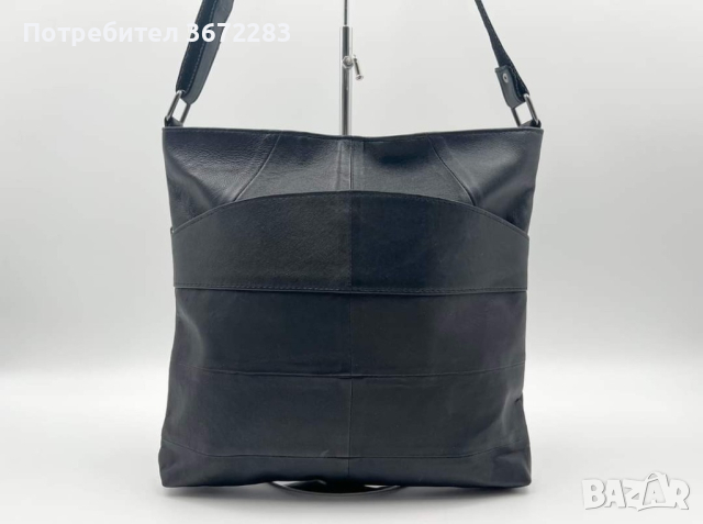 Модерна дамска чанта от естествена к. в класически прав дизайн 36/35см