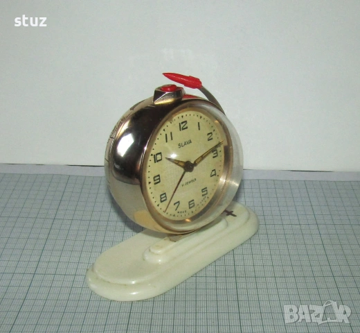 Будилник Слава "Спутник" (No:7), снимка 2 - Антикварни и старинни предмети - 53217469