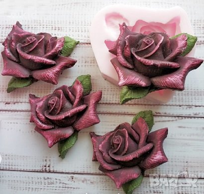 Голяма разлистена роза силиконов мол форма фондан гипс декор