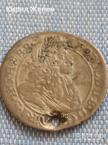Сребърна монета 6 кройцера 1687г. Леополд първи Бреслау Селезия 24948