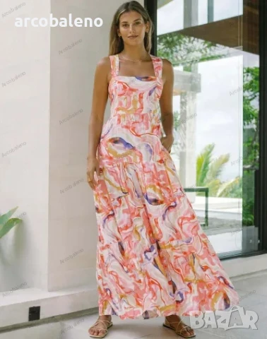 Дамска свободна рокля с презрамки с флорален принт, 5цвята , снимка 9 - Рокли - 50520960