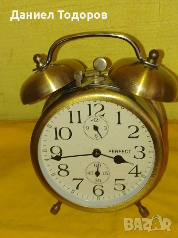 Стар Китайски часовник , будилник Perfect с 2 Камбани, снимка 5 - Антикварни и старинни предмети - 53987011
