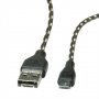 Кабел Преходник Micro USB към Micro USB или USB Женско OTG Roline 11.02.8314 1м, снимка 2