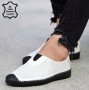 Мъжки обувки - бяло с черно ЕСТЕСТВЕНА кожа - 328, снимка 2