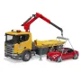 BRUDER камион Scania Super 560R с ПЛАТФОРМА, L+S Модул и роудстър Bruder 03552, снимка 2