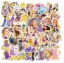 Рапунцел Rapunzel 50 бр самозалепващи лепенки стикери за украса декор картонена торта и др парти
