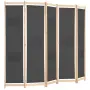 vidaXL Параван за стая, 5 панела, сив, 200x170x4 cм, текстил, снимка 2