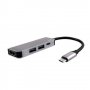 USB Хъб Type C - HDMI Digital One SP01139 към HDMI + USB3.0 - 2 + Type C 4in1 Метален Разклонител, снимка 1 - USB кабели - 31179172