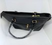 Черна дамска чанта с две дръжки и панделка, снимка 4