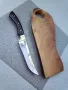 Мезеджийски нож в комплект с орехова дъска от марка KD handmade knives ловни ножове, снимка 3