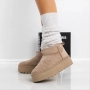 Дамски зимни боти тип UGG на платформа в цвят каки BD2908-2 khaki, снимка 4