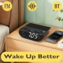 Нов Будилник с Bluetooth, FM радио и 90dB аларма за дълбоко спящи хора, снимка 2