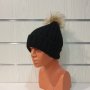 Нова зимна шапка в черен цвят с помпон/пух, снимка 8