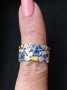 Пръстен с ръчно рисуван емайл и кристали - s925 за кутрето, снимка 4