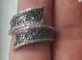 СРЕБЪРЕН ПРЪСТЕН СЪС СИНИ И БЕЛИ ДИАМАНТИ  СЕРТИФИКАТ, снимка 4