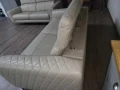 ПРОМОЦИЯ!!! Комплект кремави кожени дивани две тройки, снимка 8