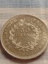 Сребърна монета 50 франка 1974г. Република Франция LIBERTE EGALITE FRATERNITE 40936