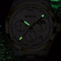 Луксозен кварцов водоустойчив мъжки часовник WOKAI, снимка 4 - Мъжки - 42751550