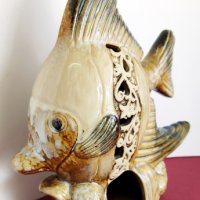 Източна статуетка-свещник - Риба, керамика, снимка 3 - Декорация за дома - 35623862