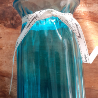 ваза стъклена синя дизайнерска качествена висока 30 см, снимка 3 - Вази - 44921955