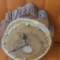 Стенен часовник, от резен на пън, дървен, снимка 3 - Стенни часовници - 38219983