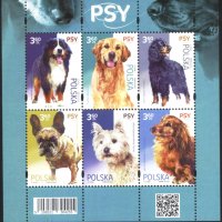 Чисти марки в малък лист Фауна Кучета 2022 от Полша, снимка 1 - Филателия - 39332445