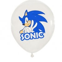 Соник Sonic бял Обикновен надуваем латекс латексов балон парти хелий или газ, снимка 1 - Други - 37426160