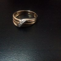 Дизайнерски златен пръстен с диаманти, снимка 5 - Пръстени - 35555060