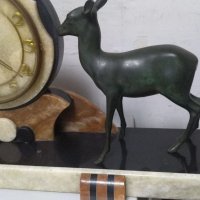 Часовник с бронзови фигури на елени, снимка 2 - Антикварни и старинни предмети - 36713699