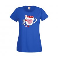 Дамска тениска Свети Валентин Happy Valentines Day Cats On Mug, снимка 3 - Тениски - 35647036