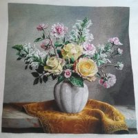 Гоблен Букет цветя по картина на Питер Вагеманс, снимка 2 - Гоблени - 32144869