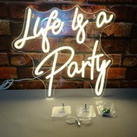 Нова Неонов Знак за Стая "Life is a Party" - USB Захранване Табела надпис, снимка 8 - Други - 42823598