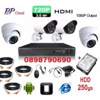 250gb HDD + Dvr + 4 камери 3мр 720р матрица SONY CCD Пълен пакет Комплект за видеонаблюдение, снимка 1 - Комплекти за видеонаблюдение - 30331900