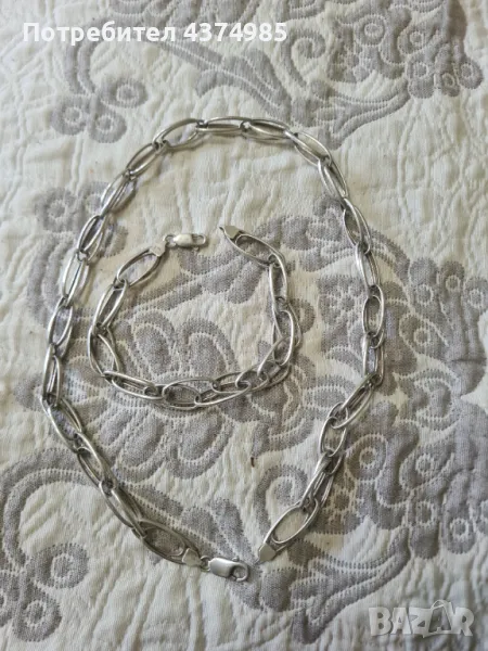 Сребърен синджир и гривна комплект 925, снимка 1