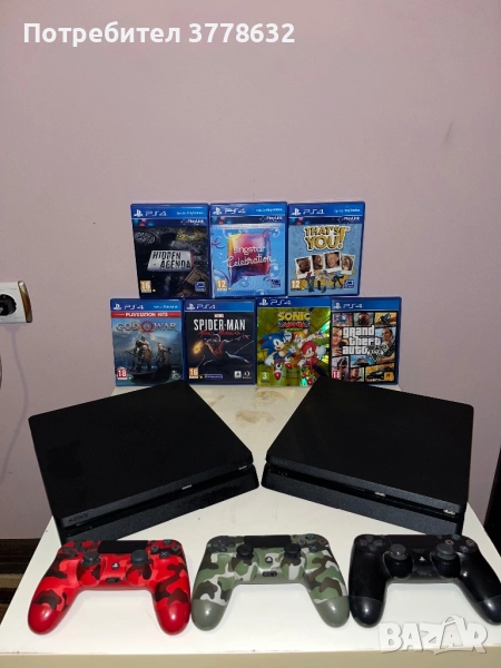 PS4 slim три джойстика и седем игри , снимка 1