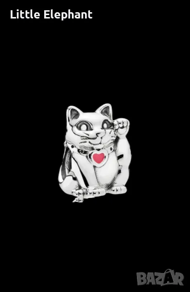 Елемент Пандора котенце"Lucky cat",колекция"Animals"/нов, снимка 1