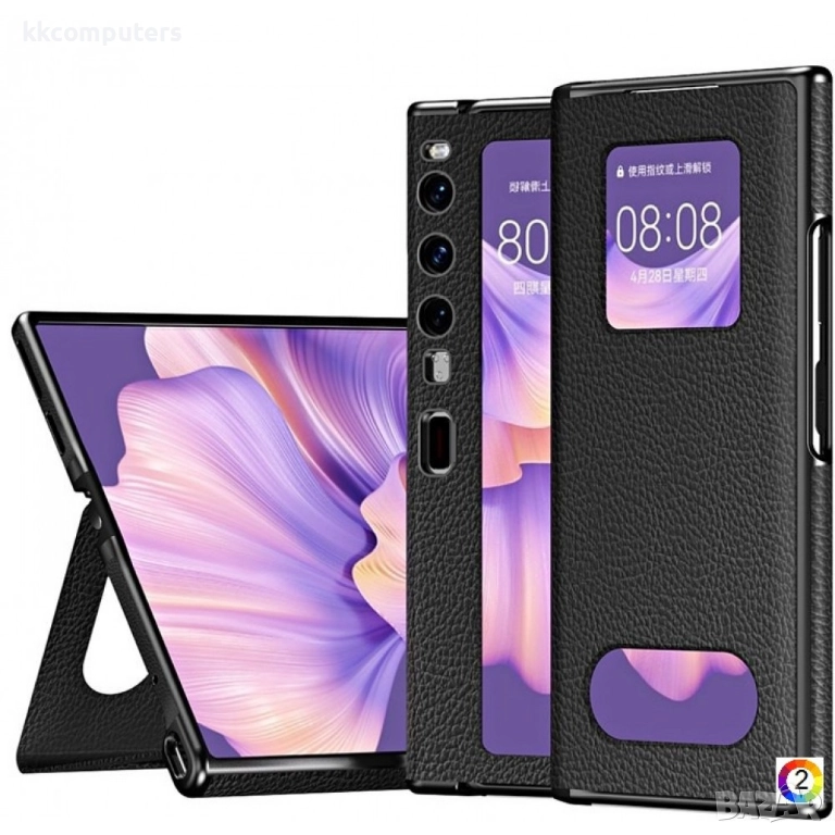 Huawei Mate Xs 2 Litchi Texture /Kickstand Folding Magnetic Wallet Кожен Калъф и Протектор, снимка 1