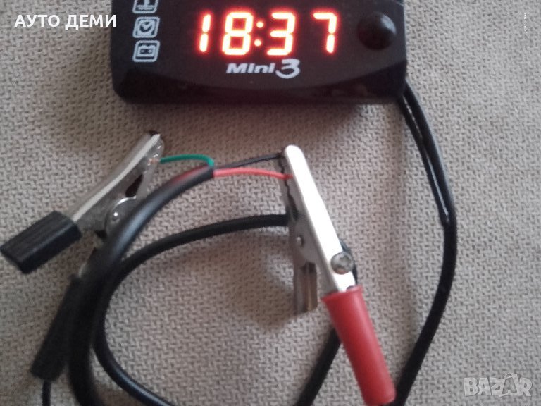 ПРОМО 3в1 Качествен дигитален часовник термометър волтметър светещи цифри за кола автомобил мотор, снимка 1