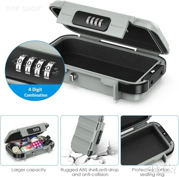 Надстроен преносим сейф, сейф с код, водоустойчив мини сейф за пътуване, снимка 1