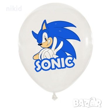 Соник Sonic бял Обикновен надуваем латекс латексов балон парти хелий или газ, снимка 1