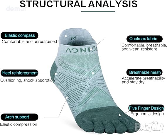 Чорапи Geila, чорапи за бягане с пет пръста до глезена – размер М, снимка 1