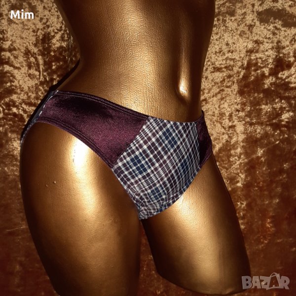  Bee Dees M Карирана бикина със сатен бордо, снимка 1