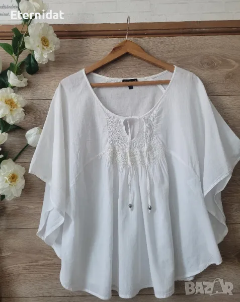 Нова бяла блуза памучна материя винтидж , снимка 1