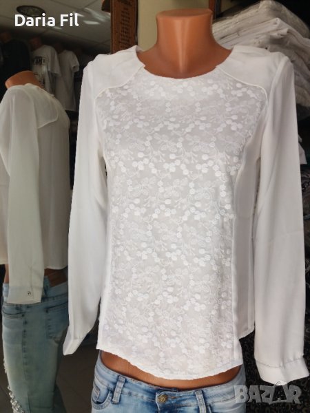 -20% УНИКАЛНО КРАСИВА бяла риза с дантела, снимка 1