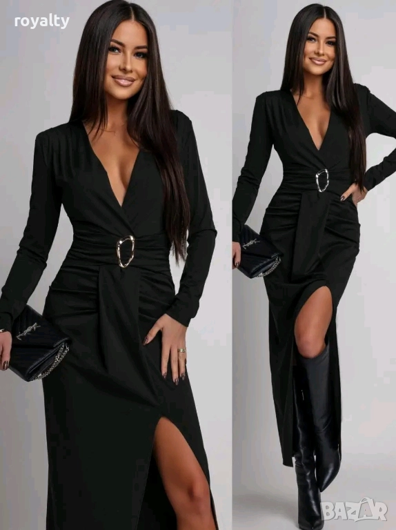 Дълга Черна Дамска Рокля , снимка 1