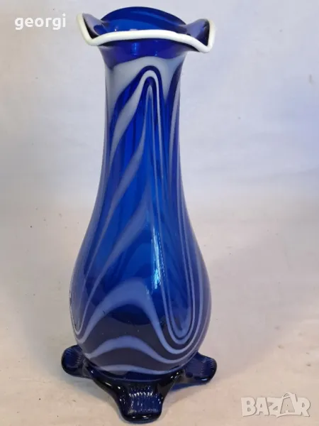 стъклена ваза двуцветно стъкло 22/4, снимка 1