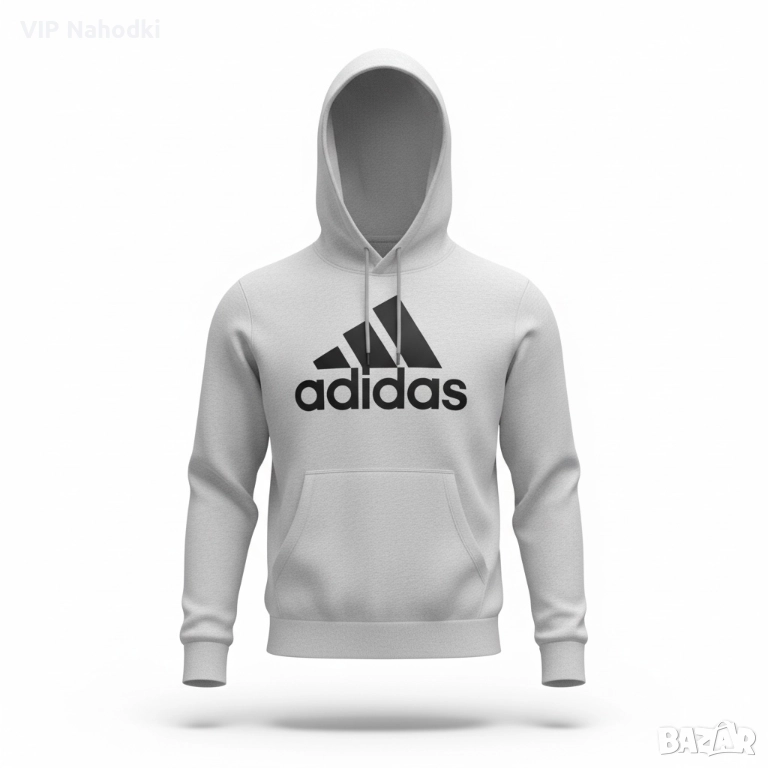 Това е светлосиво худи Adidas Essentials с голямо лого, снимка 1