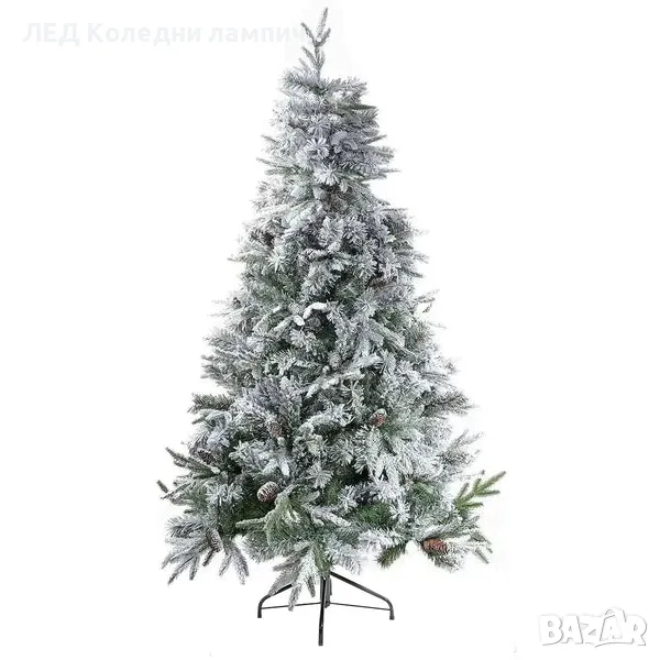 Бяла коледна елха 120 см, Заснежен канадски бор с шишарки - 120 см, снимка 1