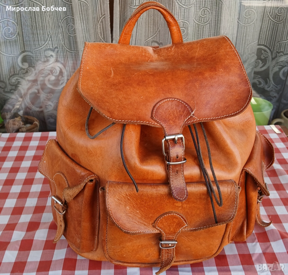 Дизайнерска раница от естествена кожа, снимка 1
