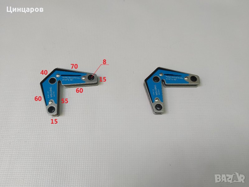 Магнитен ъгъл,2Бр.магнитни ъгли с градуси на позициониране 60 и 90, снимка 1